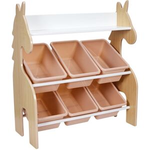 Toilinux Meuble de rangement licorne 6 bacs et 1 etagere rose