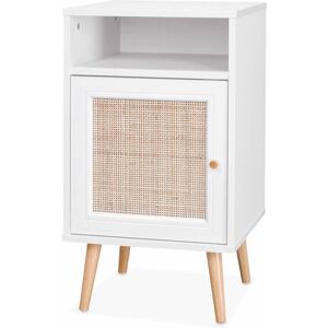 sweeek Table de chevet en cannage blanc