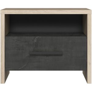 Calicosy Chevet 1 Tiroir et 1 Niche L49.6 cm - Decor chene et noir