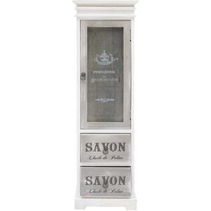 Mobili Rebecca Cabinet vitrine avec 2 tiroirs et 1 porte en bois blanc et gris