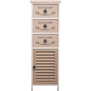 Mobili Rebecca Cabinet de rangement avec 3 tiroirs porte en bois blanc et beige