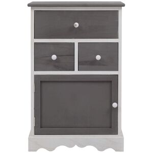 Mobili Rebecca Commode de rangement avec 3 tiroirs et 1 porte en bois gris et blanc