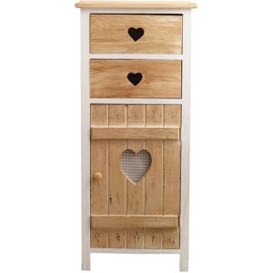 Mobili Rebecca Commode coeurs avec 2 tiroirs et 1 porte en bois blanc marron