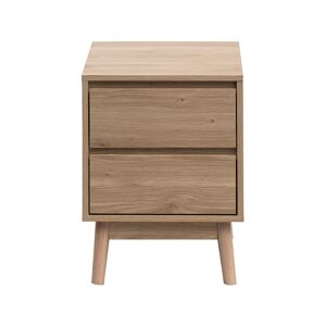 Mobili Rebecca Table de chevet naturel avec 2 tiroirs effet bois marron clair