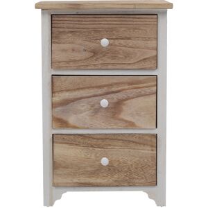 Mobili Rebecca Table de chevet avec 3 tiroirs en bois naturel et blanc