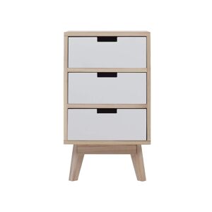 Mobili Rebecca Table de chevet avec 3 tiroirs en bois brun et blanc