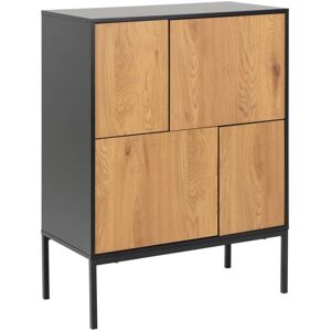 Meubles & Design Buffet haut en bois et metal noir 4 portes