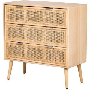 Nordlys Commode 3 tiroirs en bois et rotin naturel