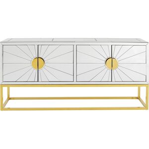 Kare Design Buffet 4 portes en verre miroir et acier dore