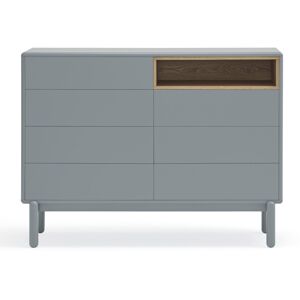 TEULAT Commode 7 tiroirs 1 niche en bois L120xH90cm gris clair