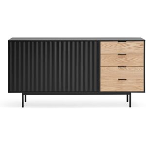 TEULAT Buffet en bois 2 portes 4 tiroirs L159,2cm noir