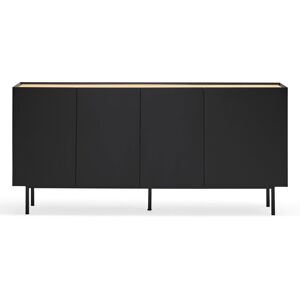 TEULAT Buffet en bois 4 portes 3 tiroirs L165cm noir