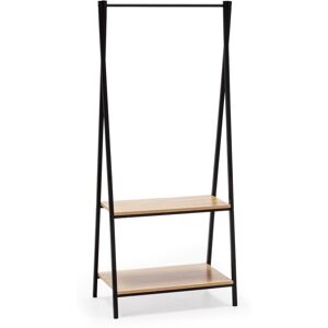 HOMN Portemanteau avec etagere 2 etageres 1 barre, coloris chene/noir