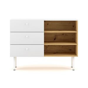 Calicosy Commode 3 tiroirs 3 niches - Design Moderne - L100 cm