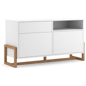 Calicosy Buffet bas 2 portes 1 tiroir avec pieds en hetre L119 cm