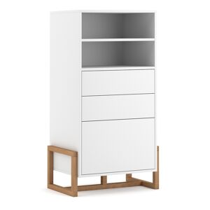 Calicosy Buffet haut 1 porte 2 tiroirs et pieds en hetre massif L63 cm