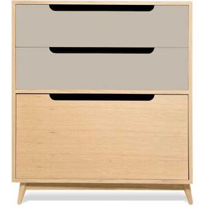 Kulile Commode peu profonde, 3 tiroirs, couleur chene et beige - 968640