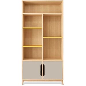 Kulile Bibliotheque peu profonde bicolore beige/ jaune, 2 portes- 1758640.