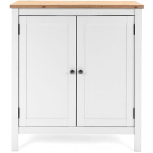 Calicosy Commode de Rangement 2 portes L80 cm - Decor Blanc et bois