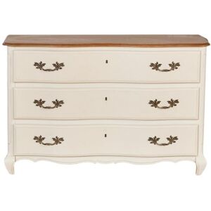 Robin des Bois Commode plateau chene 3 tiroirs blanc ivoire