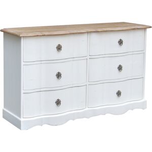 Robin des Bois Commode plateau chene 6 tiroirs blanche