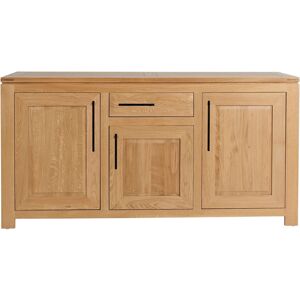 Hellin Buffet bas moderne en chene clair 3 portes 1 tiroir