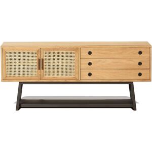 Robin des Bois Buffet bas en chene cannage et metal noir mat L 160 cm