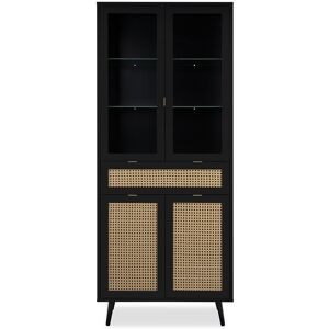 Calicosy Buffet haut 4 portes 1 tiroir 80x40x195,1 cm noir et naturel - UMBRIA