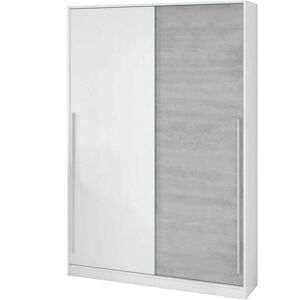 Dmora Garde-robe a 2 portes coulissantes effet bois beton et blanc