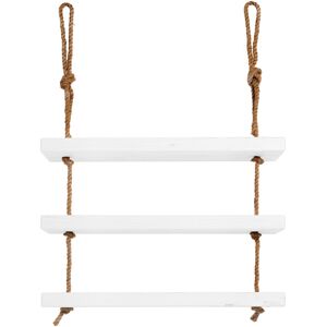 Hannun Etagere suspendue en bois de couleur blanc vieilli a 3 etages 70 cm