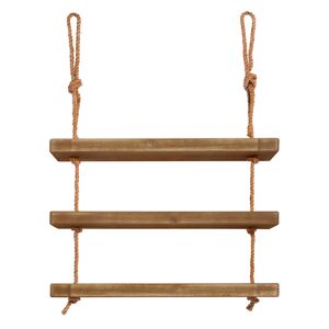 Hannun Etagere suspendue en bois de couleur marron vieilli a 3 etages 70 cm