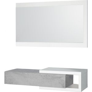 Dmora Meuble d'entree avec miroir effet bois blanc et beton