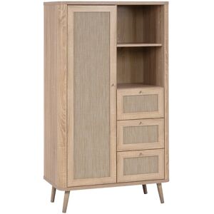 Calicosy Buffet haut 1 porte, 3 tiroirs et 2 compartiments - H141 cm