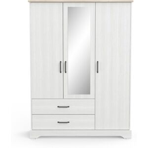 Calicosy Armoire 3 portes, 1 miroir et 2 tiroirs - H199,60 cm