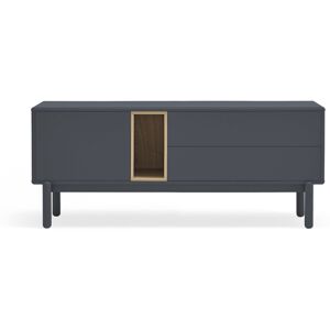 TEULAT Meuble tv 1 porte 1 niche et tiroir en bois L140cm gris anthracite