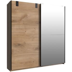 Calicosy Armoire 2 portes coulissantes 1 porte miroir + 1 porte chene - L180 cm