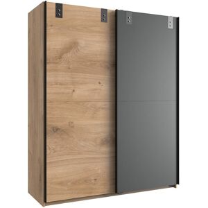 Calicosy Armoire 2 portes coulissantes : 1 decor chene + 1 graphite - L135cm