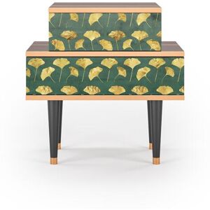 Storyz Table de chevet vert et jaune 2 tiroirs L 58 cm