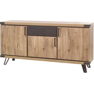 Deladeco Buffet/bahut style industriel 193 cm chene/gris