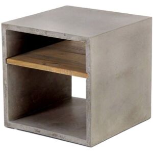 Zago Cube beton et acacia de 40 cm gris clair 2 niches