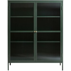 Drawer Vaisselier 2 portes en verre strie et metal H140cm vert fonce