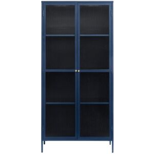 Drawer Vaisselier 2 portes en verre stie et metal H190cm bleu