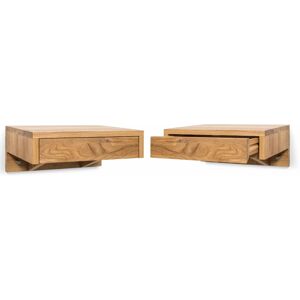 WOODEK Lot de 2 tables de chevet en chene massif huile