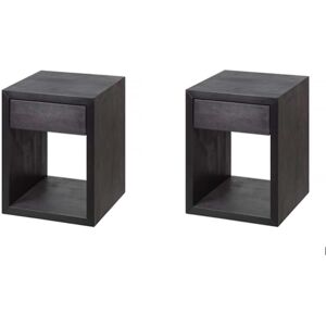 WOODEK Lot de 2 tables de chevet avec tiroir en bouleau noir, petite