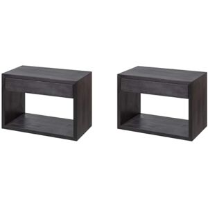 WOODEK Lot de 2 tables de chevet en bouleau noir avec tiroir, grande