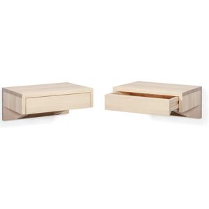 WOODEK Lot de 2 Table de chevet en hetre blanc huile