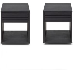 WOODEK Lot de 2 Table de chevet en hetre noir huile