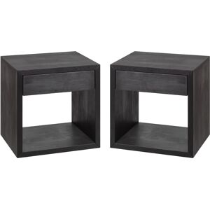 WOODEK Lot de 2 Table de chevet avec tiroir en hetre noir