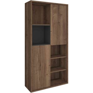 Terre de Nuit Bibliotheque 2 portes avec niches 6 cases bois fonce