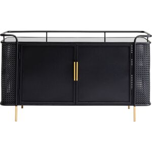 Kare Design Buffet 2 portes en verre et acier noir